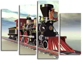 Модульная картина Паровоз, Old American Steam Locomotive 124х80 см