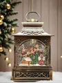 Новогодний фонарь Елка с фигурками, музыкальный, с эффектом метели, 26 см