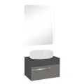 Мебель для ванной Вудлайн 65, темно-серый/серый, раковина Cristallo, зеркало 60х80
