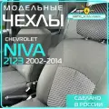 Чехлы Chevrolet Niva с 02-13г. ( Шевроле Нива ) _ 2002 2003 2004 2005 2006 2007 2008 2009 2010 2011 2012 2013 / На автомобильные сиденья _ Жаккард _ серые / Литые подголовники