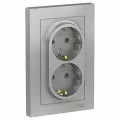 Розетка Systeme Electric (Schneider Electric) 2-я 2P+E, шторки 16А, алюминий ATLAS DESIGN (комплект 2 шт)