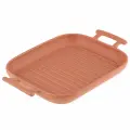 Форма для запекания керамическая Модерн 500мл, 21,5х18х3см, гриль, прямоугольная, 2 ручки, общая длина 27,3см, терракотовый, в коробке