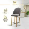 Полубарный стул 60 см Fusion Standart F03+, стулья барные букле светло-серый, мягкий на дубовых ножках
