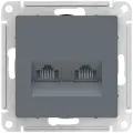 Розетка двойная компьютерная RJ45, грифель, Schneider Electric AtlasDesign (комплект 10шт)
