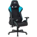 Игровое компьютерное кресло A4Tech X7 GG-1100 на колесиках, дышащая ткань+эко. кожа , 2D подлокотники, чёрный-голубой
