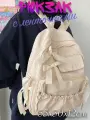 Рюкзак школьный для подростков с ленточками бежевый