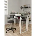 Стол маникюрный с полками и ящиком для салона красоты и офиса узкий KM LOFT белый/черный
