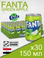 Fanta Green Apple, 0.15 л, 30 шт, банка, (Газированный напиток Фанта Зеленое Яблоко, металлическая банка, мини, жб)