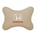 Подушка на подголовник автомобильная бежевая экокожа HONDA