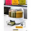 Диспенсер для круп и сыпучих продуктов кухонный с дозатором, органайзер для кухни на 6 л, вращающийся с кнопками на 6 отсеков, контейнеров