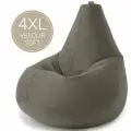 Кресло мешок Laavi Home кресло груша, размер ХXXXL, мебельный велюр, серый