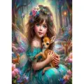 Алмазная мозаика на подрамнике 40x50 см. BoomBoomShop Девочка в сказочном лесу с оленёнком