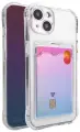 Чехол силиконовый на iPhone 14 с карманом для карты прозрачный противоударный с защитой камеры