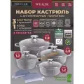 Wilker Набор кастрюль с ковшом и крышками 4шт: 1.2л, 2л, 3.9л и 1.3л для всех плит