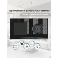 Розетка с одноклавишным выключателем, рамка стекло, цвет чёрный. F8