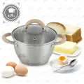 Кастрюля со стеклянной крышкой 16 см из нержавеющей стали для газовой электрической и индукционной плиты 1,8 л