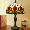 Настольная лампа Skully Tiffany Red Tulip витражная металл-стекло