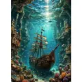 Алмазная мозаика на подрамнике 40x50 см. BoomBoomShop Корабль на дне моря