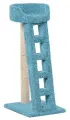 Когтеточка Лежанка с лестницей Пушок ковролин лазурная, 1 шт