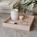 Декоративный поднос для ванной, органайзер для косметики Emily L, 21x21 см, бетон, розовый матовый