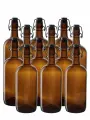 Бутылка стеклянная с бугельной пробкой, KHome, темная, 1 л, 12 шт