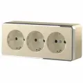 Накладная розетка тройная Werkel Gallant W5073110 шампань рифленый, заземление и шторки