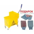 Тележка уборочная ведро на колесах 20л (2 секции по 10л) с отжимом желтый цвет