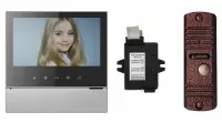 Комплект видеодомофона и вызывной панели COMMAX CDV-70H2 (Серебро Black Smog ) / AVC 305 (Медь) + Модуль XL Для цифрового подъездного домофона
