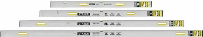 Правило-уровень STAYER GRAND, с ручками, алюминиевый профиль, 2м