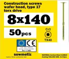 Саморез конструкционный 8х140 прессшайба, TX40, (50 шт)