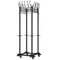 Вешалка на колесах на 20 крючков с держателем для зонтов Гардикс-4К, металл, черная