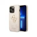 Guess чехол для iPhone 14 Pro Max, PU кожа 4G Big metal logo розовый