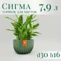 Горшок для цветов Сигма 7,9 л, d30 h16см пластиковый с вкладкой, нефритовый