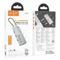 USB Хаб (HB51) с 1 Type-C на HDTV+RJ45+PD+3 USB 3.0, HOCO, серый