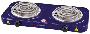 Электроплитка HOMESTAR HS-1105 с ТЭН серия сапфир 2 конфорки по 140 мм мощность 1000 Вт + 1000 Вт защита от перегрева световой индикатор