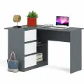 Угловой компьютерный стол Мори МС-16 левый графит/белый, 124,4х84,9х76,6 см, ящики слева, НЕ ун. сб.