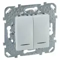 Переключатель Schneider Electric двухклавишный с индикацией в рамку Unica белый (U5.0303.18NZD)