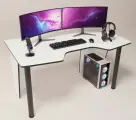 Игровой компьютерный стол FPS mebel, 140х78х73, Белый с черным