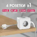 Удлинитель Cube Extended 4 Euro 16A, 3 USB 2A+C с блоком 5В/3.0А, кабель 1,5м RocketSocket, цвет белый-серый GNS1405 Ливолотач