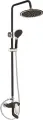 Душевая стойка Shevanik S9836H с тропическим душем, со смесителем, с изливом, черный, латунная, хром рычаг сбоку с лейкой матовая