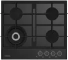 Газовая варочная панель Grundig GIGL 6234250 58 см, 4 конфорки закаленное стекло электроподжиг газконтроль, черный