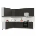 Кухонный гарнитур угловой, без столешницы, Пасаденна h=2370мм, 220х300см Белый / Угольный Камень