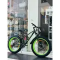 Fatbike Горный велосипед Фэтбайк GROM, 24*4.0 дюймов / подростковый для прогулки / скоростной, спортивный велик для подростков черный/зеленый