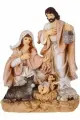 Рождественская композиция святое семейство (с ягнёнком и осликом) в розово-пастельных тонах, полистоун, 18х15х7 см, Koopman International AAA901010-1
