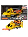 Инерционная машина на батарейках эвакуатор 2в1 свет, звук, подвижные детали, 1:16, желтый, Парк Техники, Bondibon
