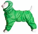 Комплект: Теплый комбинезон+Снуд (шапка) для американского стаффордширского терьера кобеля, на флисе, повышенной прочности, цвет зеленый