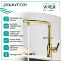 Смеситель для кухни с выдвижным изливом Paulmark VIPER золото, с подключением фильтра питьевой воды, Vi213105-G