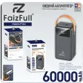 Внешний аккумулятор FaizFull FL44 60000mAh, черный, с быстрой зарядкой PD22.5W+QC3.0 и 2 встроенными кабелями