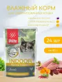 Влажный корм для стерилизованных кошек Blitz 85г*24шт Classic Indoor Курица с тыквой в соусе