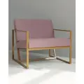 Кресло лофт розовое на золотом каркасе Johny Wood для салона красоты, в зону ожидания и для дома